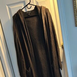 Barefoot Dreams Hooded Cardigan in Dark Brown